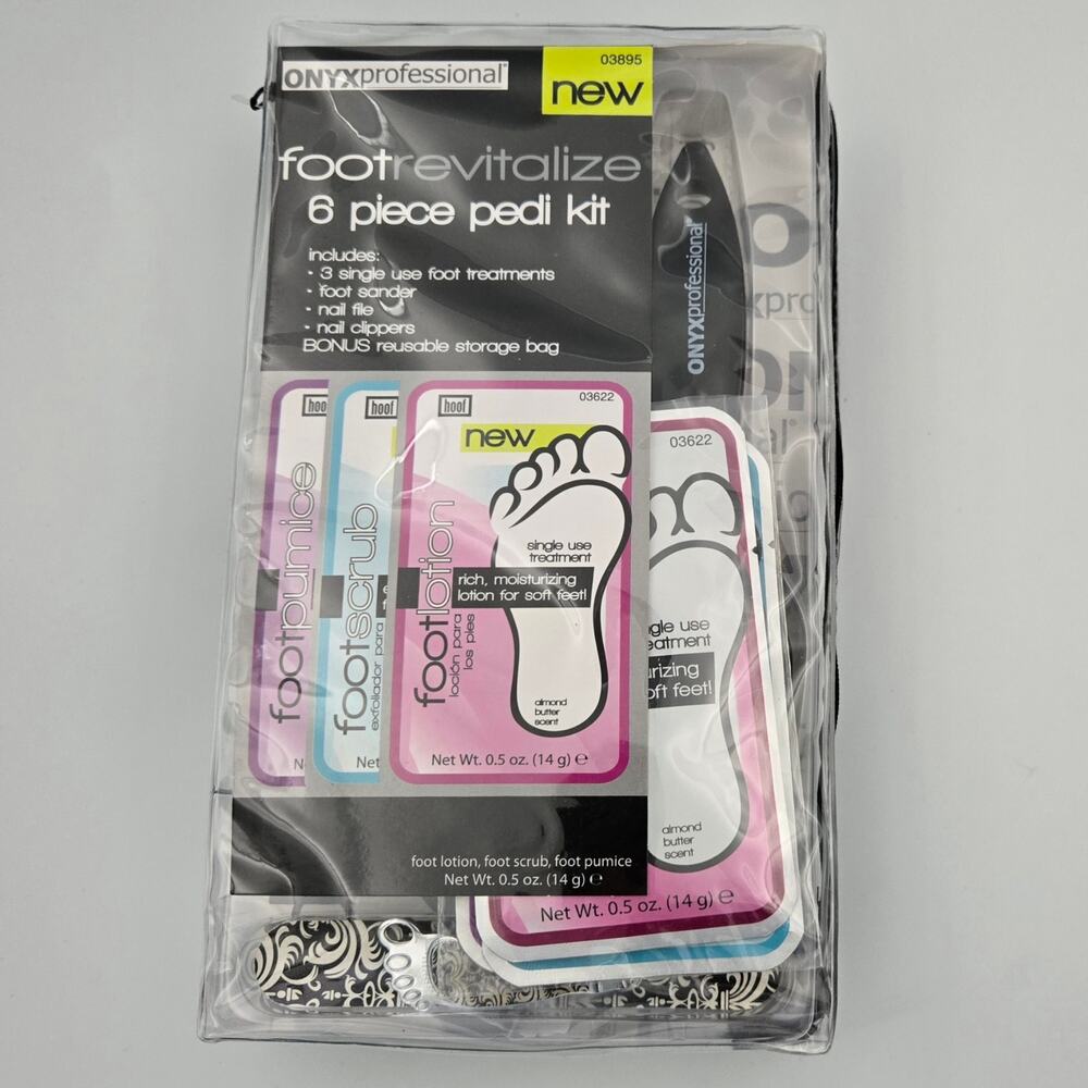 ONYX Professiona Foot Revitalize 6 Piece Pedi Kit Plus Bonus Storage Bag NEW